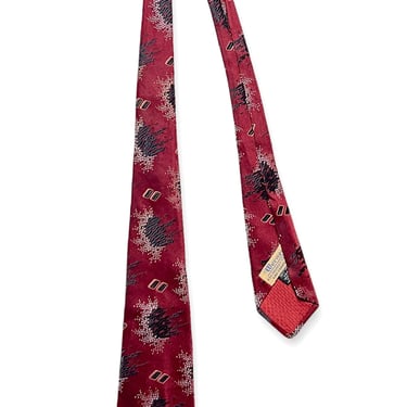 Vintage 1930s HOLLYVOGUE NRA LABEL Silk Necktie ~ Brocade ~ Art Deco / Rockabilly / Swing ~ Neck Tie / Cravat ~ Foulard ~ 1920s / 20s 