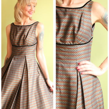 1950s Dress // Mary Muffet Autumn Checker Dress // vintage 50s dress 