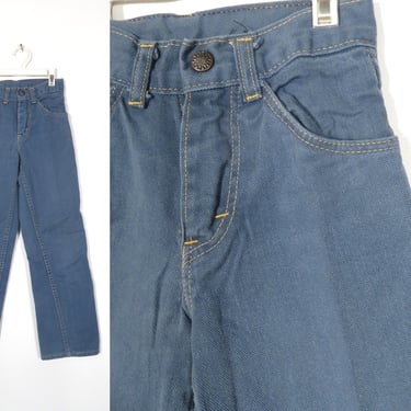 Vintage 70's Kids Muted Blue Jeans With Contrast Stitching Size 7 