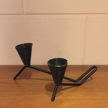 Vintage 1950s Mid Century Modern Iron Candle Holder in the Style Tony Paul 