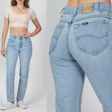 Vintage Lee Mid-Rise Mom Jeans - Small | 80s Light Wash Grunge Tapered Leg Denim 