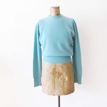 Vintage 50s Dalton Cashmere Womens Sweater Small Robins Egg Blue - 1950s Knit Pin Up Rockabilly Sweater 