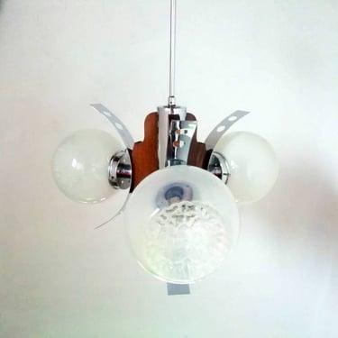 Vintage Ceiling Lamp / Three Bulb Chandelier / Hanging Lamp/ Pendant Light / Lightning/ 70s Yugoslavia 