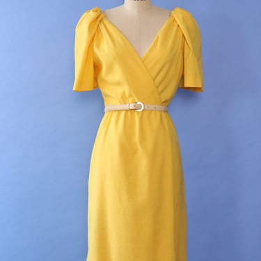 Sunshine Yellow Puff Sleeve Dress M