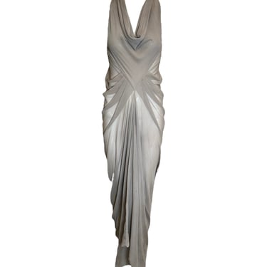 Rick Owens F/W11 LIMO Collection Taupe Chiffon Draped Gown