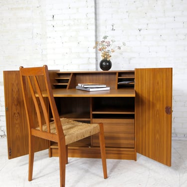 Vintage MCM teak hideaway / folding / "magic box" desk | Free delivery in NYC and Hudson Valley areas 