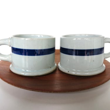 Vintage Dansk International BLT Mugs, Set Of 3 Dansk Speckled Blue Coffee Cups By Niels Refsgaard From Japan, 70s Rustic Modern Mugs 