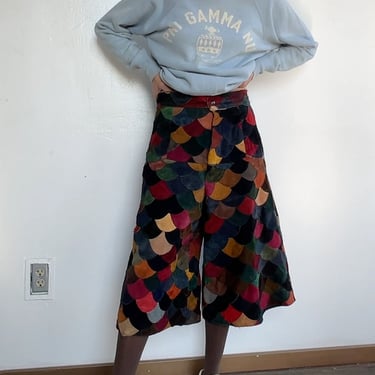 70s Patchwork Suede Gauchos (M)