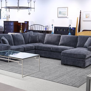 Boston Interiors Steel Blue 3-Piece Sectional with RAF Chaise