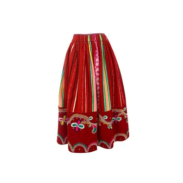 Vtg Vintage 1940s 40s Rare Traditional Hungarian Woven Embroidered Folk Skirt 