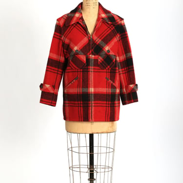 Ralph Lauren plaid coat | Vintage Ralph Lauren red wool coat 