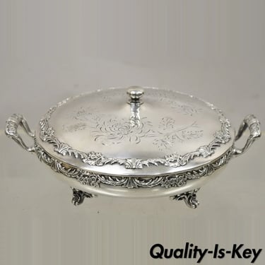 Reed & Barton Victorian Silver Plated Round Lidded Twin Handle Serving Dish