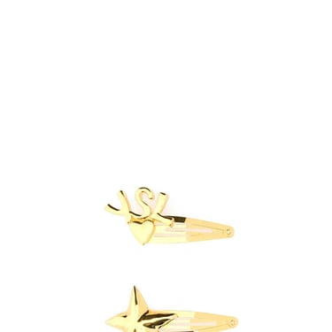 Saint Laurent Women Gold Metal Cassandre Hair Clips