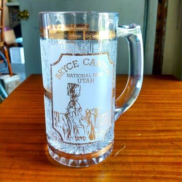 VINTAGE Bryce Canyon Glass Souvenir Stein with 22 Karat Gold Detail 