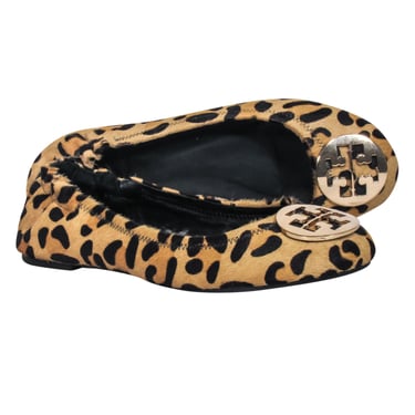 Tory Burch - Tan Leopard Print Calf Hair "Reva" Flats Sz 9