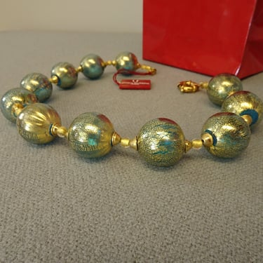 Antica Murrina glass balls choker turquoise and gold 