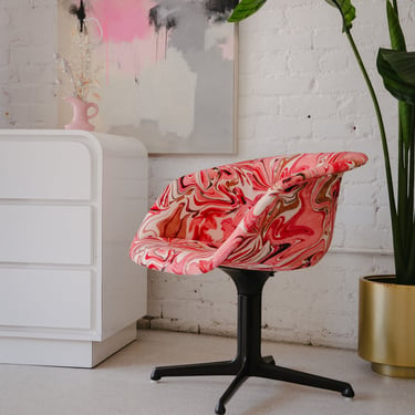 Vintage Swivel Pink Marble Chair