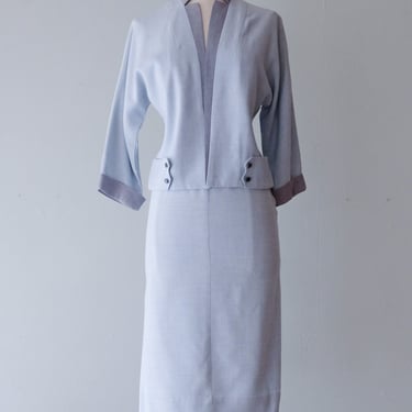 Sweet 1950’s Pale Blue Dress Suit Set / Sz S