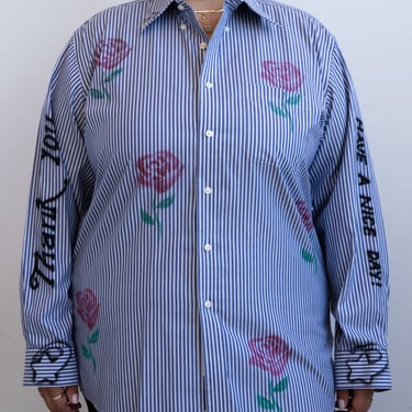 Femlord x BRZ - Blue Stripe Rose Shirt (XL/1X)