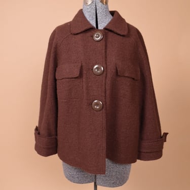 Brown Big Button Boiled Wool Coat By Lisa International, M