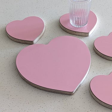 pink heart coaster, pink heart wall decor, cute pink gift, dorm decor, bedroom decor, heart coasters 