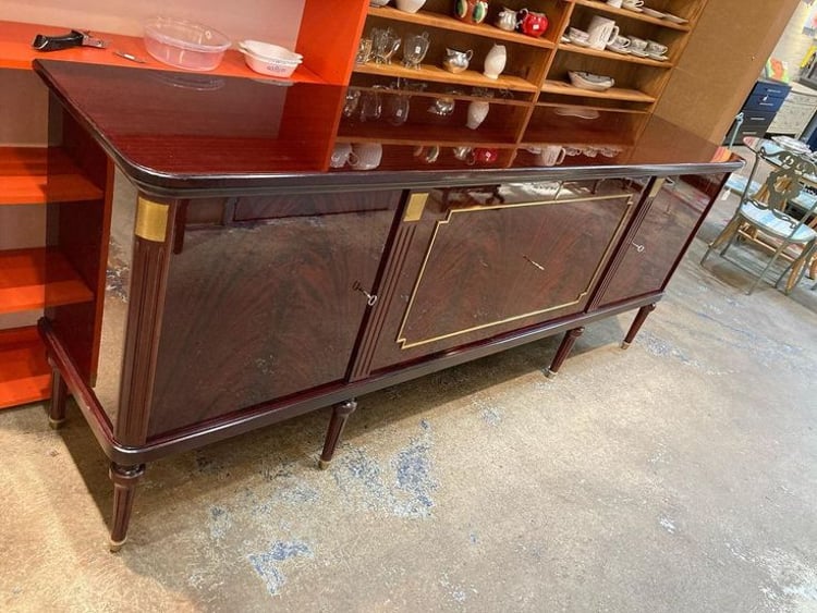 Big cherry wood locking credenza. For the good moonshine  96.5” x 20” x 38.25” Call 202-232-8171 to purchase