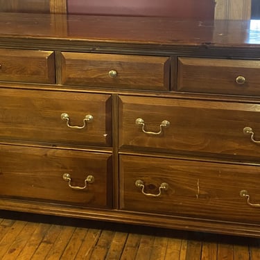 Dark Wood 7 Drawer Low Boy Dresser