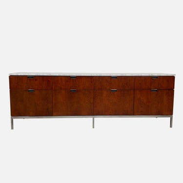 Vintage Florence Knoll Rosewood and Marble Top Credenza