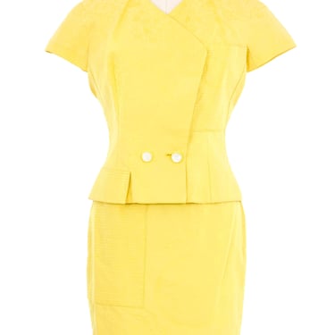 1991 Istante by Gianni Versace Yellow Brocade Skirt Suit