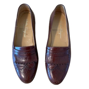 Salvatore Ferragamo Mens Brown 100% Leather Oxford Loafer Almond Toe Sz 11 