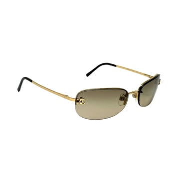 Chanel Brown Logo Micro Sunglasses