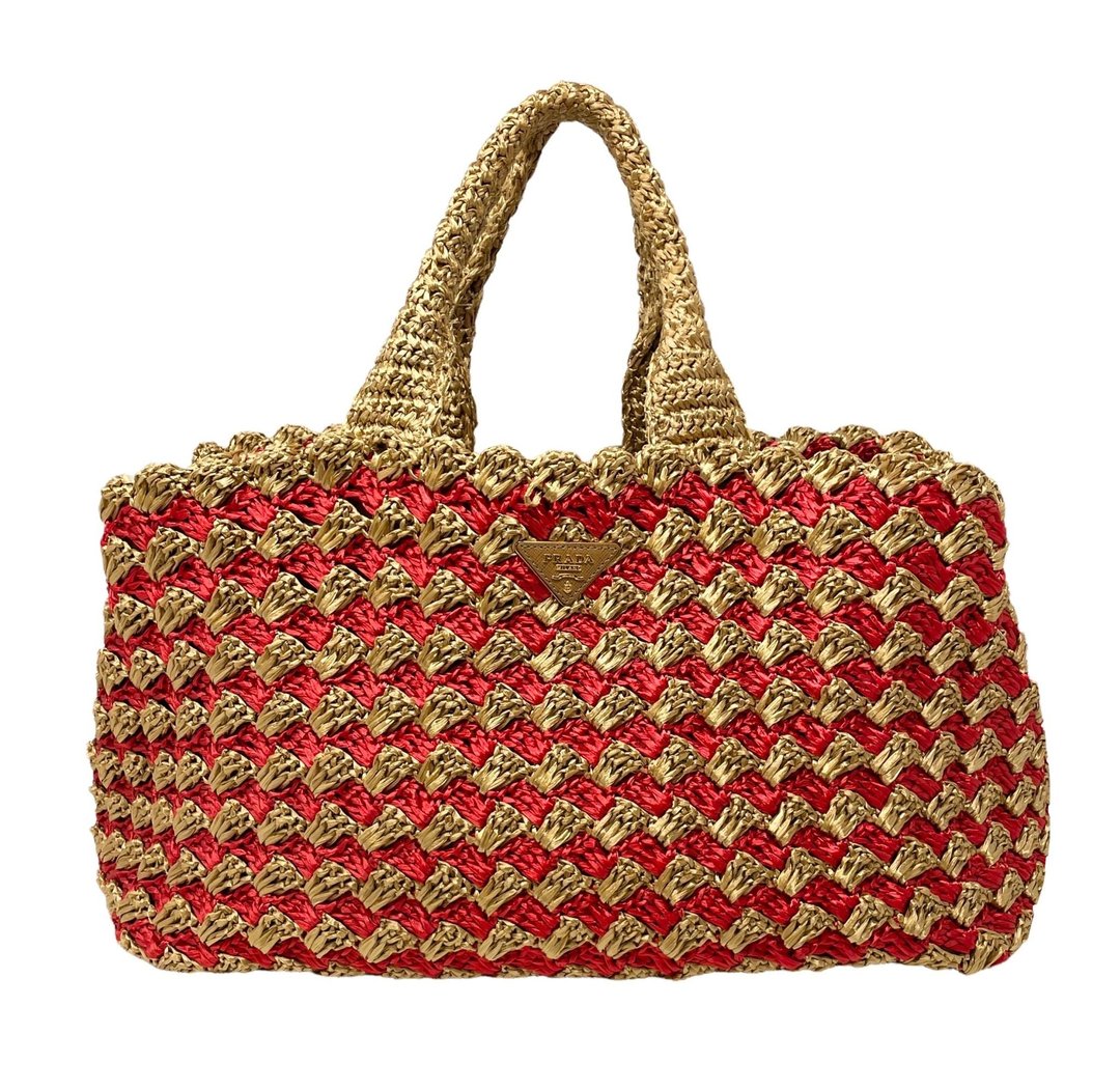 Prada Red Braided Jumbo Top Handle Tote Treasures of NYC New York, NY