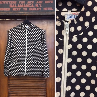 Vintage 1960’s “Jantzen” Label Polka Dot Jacket, 60’s Windbreaker, 60’s Jacket, 60’s Mod, Vintage Clothing 