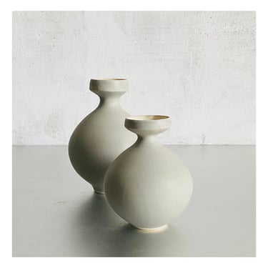 SHIPS NOW-  Ceramic Stoneware Bud Vase for flowers in Light Grey Matte Glaze by Sara Paloma Pottery 