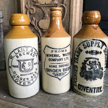 1 Ginger Beer Bottle, Stoneware Pint, Trade Mark Stamp, Sold by Each 