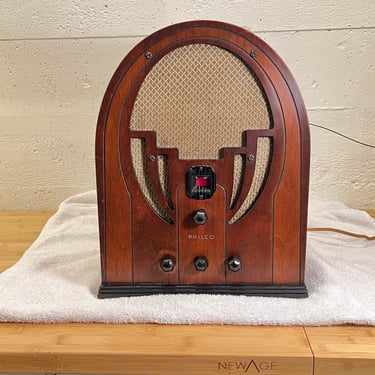 1935 Philco Cathedral AM Shortwave Art Deco Radio, Elec Restored Model 60B V5 