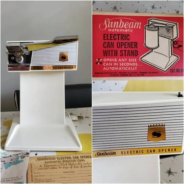 1960s Sunbeam Electric Can Opener Still in Original Box 60's Housewares 60s Home Decor 