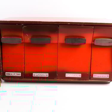 Retro Mid-Century Red Aluminum Chrome Kitchen Storage, Vintage Counter Organization Canister 