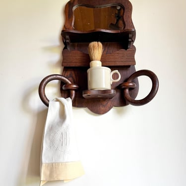 rustic oak shaving mirror vintage bath decor towel ring holder his and hers linen towel set 