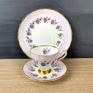 Violet bone china luncheon set by Clare - 1950s vintage 