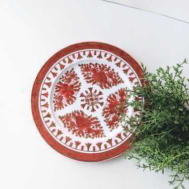 Vintage ACF Porcelain Ware Rust Orange Cabinet Plate/Gold Accents/Hong Kong/Collectible/Eclectic Boho Decor/Autumn Thanksgiving/Gallery Wall 