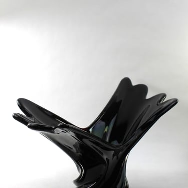 Murano Art Glass Black Amethyst Console Bowl 