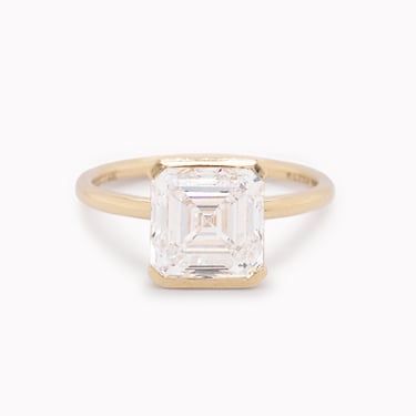 Claire 3.07ct Half Bezel Asscher Lab Grown Diamond Engagement Ring