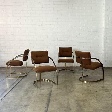 Brass Cantilever Dining Chairs- Set of Four 