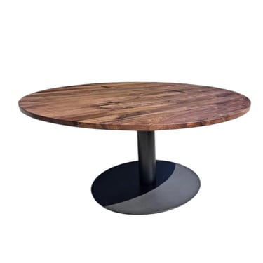 Solid Walnut Round Table with Black Base