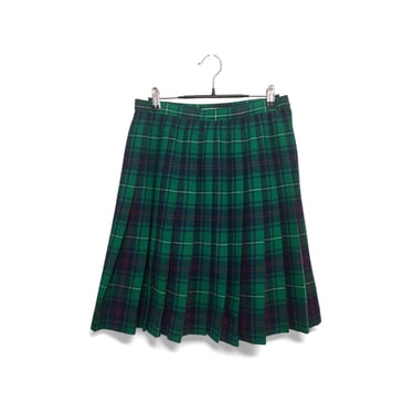 Vintage Pendleton Skirt, Green & Blue MacNeil Tartan Plaid, 100% Pure Virign Wool Pleated Mini, St. Patricks Day Kilt, Vintage Clothing 