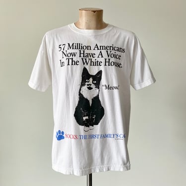 Vintage 1990s Socks the Cat Tshirt / Vintage First Family Cat Tshirt / Vintage Clinton Era White House Tshirt / 90s Cat Lover Tee Large 