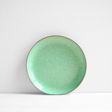 Vintage Green Enamel and Copper Ring Dish 