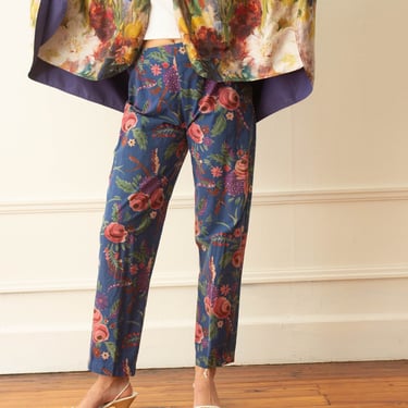 1980s New Romantic "Crolla" Floral Trousers 
