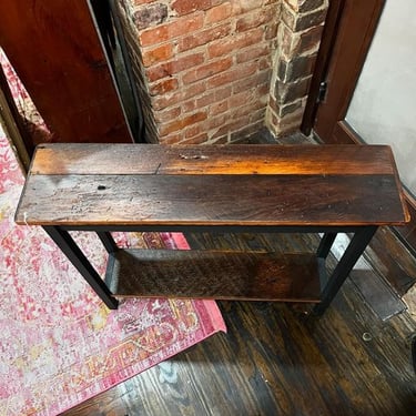 Reclaimed wood console with a shelf 36.5” x 9.25” x 30”